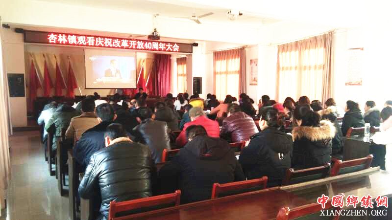 陕西华州区杏林镇镇组织收看庆祝改革开放40周年大会