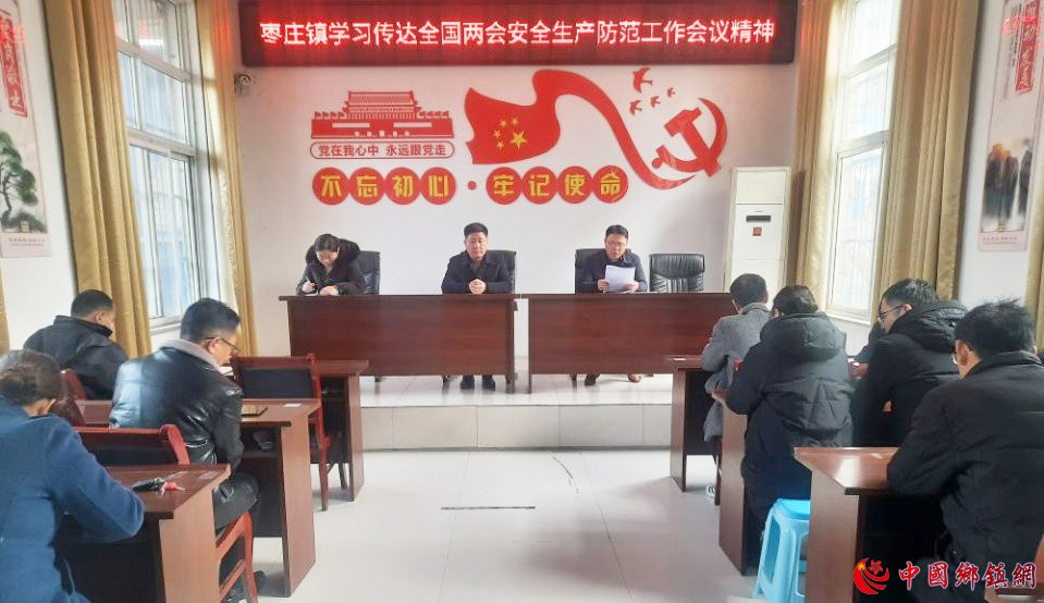 <strong>安徽阜阳枣庄镇学习传达全国两会安全生产防范</strong>