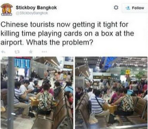 中国大妈在曼谷机场围成圈打牌 遭泰国人痛批