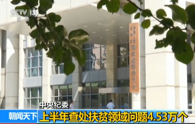 中央纪委：上半年查处扶贫领域问题4.53万个