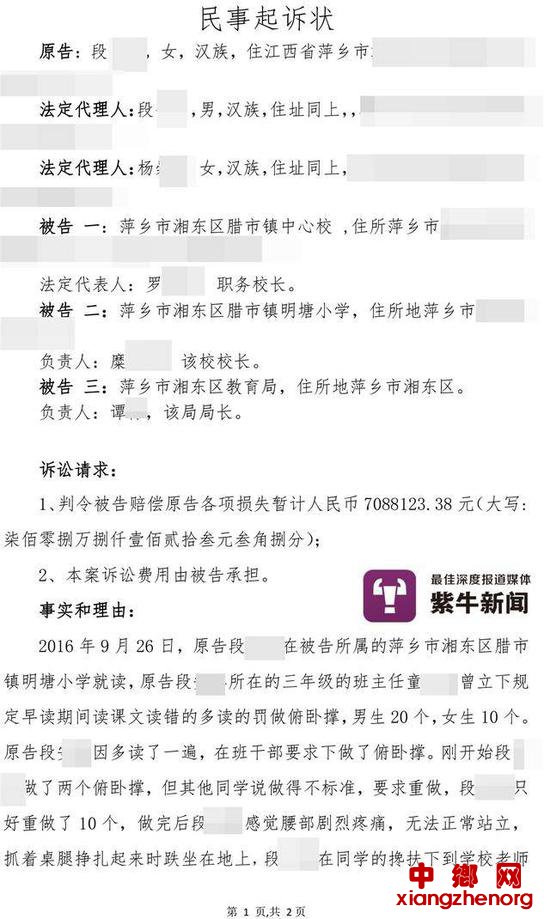 　　民事起诉状