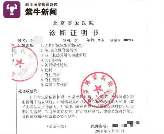 　　北京博爱医院的诊断证明书